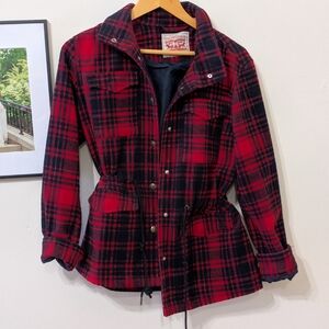 Levi's Red Plaid Jacket 32% Wool